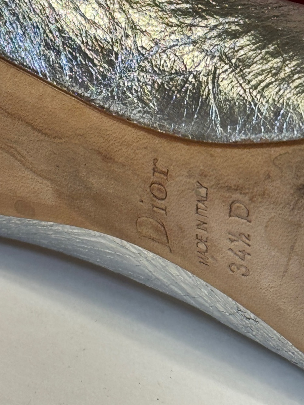 Dior Metallic Silver Pointed-Toe Stiletto Pumps - Picture 3 of 12